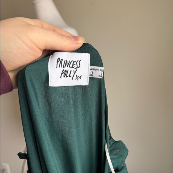 Princess Polly Emerald Green Tied Top Tiered Mini Dress Women 6 Preppy Whimsical - Picture 7 of 7